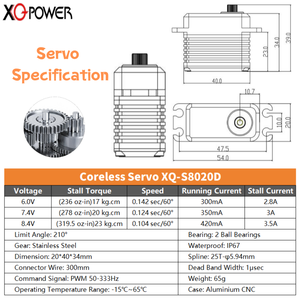 XQ-Power S8020D Metal 7.4V 20kg High Torque Intelligent Magnetic Encoding Splash Water Resistant Robotic Arm - Product Image 4
