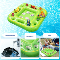 Schwimmender Pooltisch mit Getränkehaltern, Wasserdichte Karten für Poolspiele für Erwachsene, Pool-Schwimmspiele - Perfekt für Snacks und Getränke