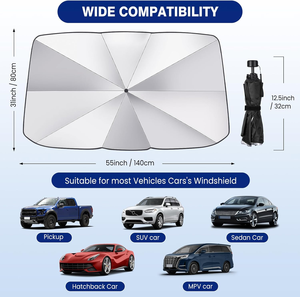 55" X 31" Car Windshield <b>Shade</b> Umbrella, Foldable Car Front <b>Window</b> Shield for Sedans SUVs & Trucks - Product Image 3