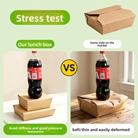 Boîte repas rectangulaire jetable biodégradable en papier kraft Shangji pour plats à emporter commerciaux, aliments mijotés, snacks, poulet frit