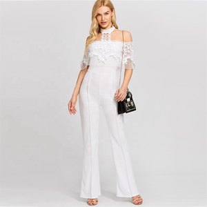 Elegant Halter Neckline White Lace <strong>Jumpsuit</strong> - Product Image 6