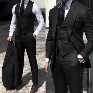 <span class=keywords><strong>Costume</strong></span> Homme Slim Fit Personnalisable 3 Pièces – Ensemble Décontracté Chic à Boutonnage Simple et Col Cranté, Couleur Unie pour Affaires - Product Image 3