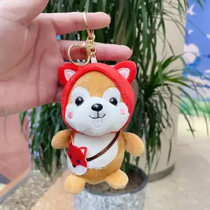 Criativo personalizado mini bicho de pelúcia cachorro chaveiro brinquedos macios promocional plush dog brinquedo keychain
