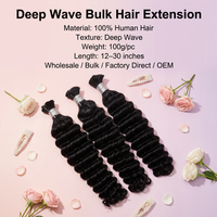 Extensions de cheveux humains 100% naturels, ondulés, en vrac, fournisseur en gros, directement de l'usine