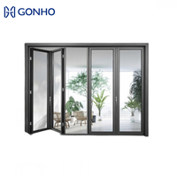 Portes pliantes modernes GONHO en verre trempé double avec moustiquaire anti-insectes, étanches, pour appartement