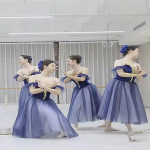 पेशेवर बैले रोमांटिक टुटू लंबी स्कर्ट काले लाल रंग की पोशाक वयस्क बच्चों के बैले प्रदर्शन पोशाक - Product Image 3