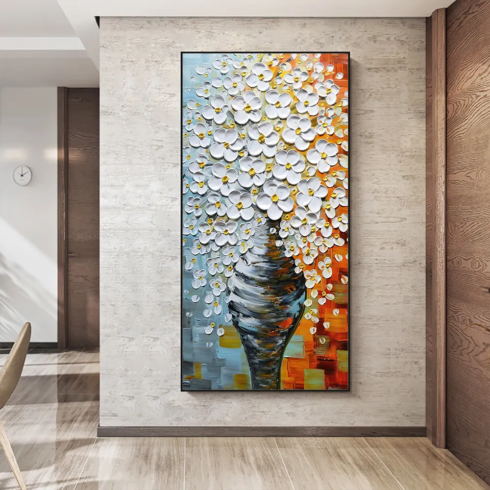 Living Room Decor 3D White Flower Wall Art Posters Abstract Artworks picture frame picture canvas art prints