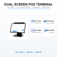 Terminal de point de vente tout-en-un à double écran de 15,6 pouces avec écran client de 11,6 pouces, Intel I5 8 Go de RAM 128 Go de SSD Windows 10