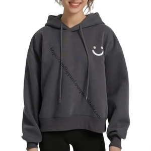 La mejor opción para ropa de invierno, sudaderas con capucha para mujer, Sudadera con capucha corta de manga larga para mujer, blanco, rosa, rojo, azul cielo, Color personalizado OEM - Product Image 1