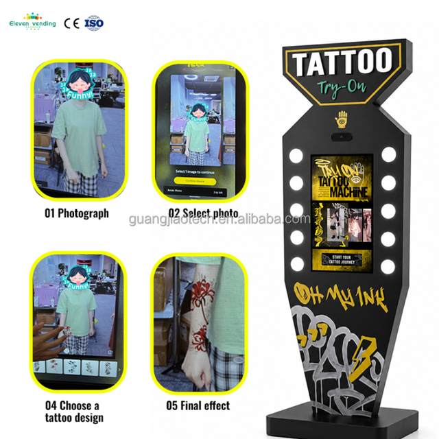 AI Tattoo Try-On Machine Virtua Tattoo Preview Kiosk Tattoo Artist Portfolio Display | Customer Engagement & Marketing Solution