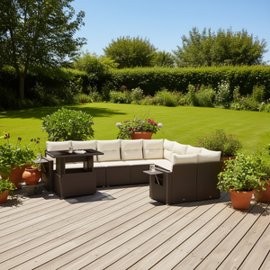 Brown Garden <b>Sofa</b> Set <b>Rattan</b> Outdoor Furniture 6 Seater Weather Resistant Contemporary Design - Product Image 2