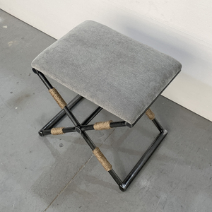 <span class=keywords><strong>Taburete</strong></span> moderno de tela de lino en forma de X con base de metal, decoración de cuerda de cáñamo para dormitorio, sala de estar, comedor, Hotel, hogar, apartamento, uso de entrada - Product Image 5