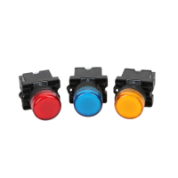 Interruptor de Botón Pulsador LAY5-EV Serie IP65 10A 1NO con Bombilla LED de Neón Integrada, 130V 220~240V 50~60HZ con Luz