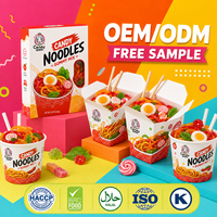 Bonbons gélifiés personnalisés en gros sous marque privée, en forme de nouilles ramen, bandes de gelée acidulées, emballage personnalisé en carton pour bonbons à emporter