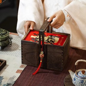 Boîte cadeau personnalisée en bois massif, boîte cadeau pratique pour le Festival des Bateaux-Dragons et le Festival de la Mi-Automne, pâtisserie chinoise - Product Image 1