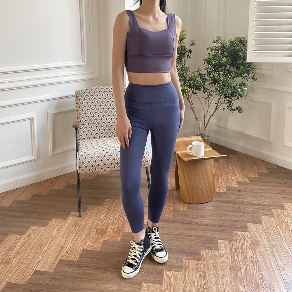 Penjualan laris 2023 atasan Halter pakaian olahraga Gym wanita atasan Tank top pakaian Yoga wanita set Yoga pinggang tinggi