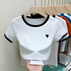 Kaos Crop Top Streetwear Premium Berkualitas Tinggi 100% Katun untuk Wanita, Blus Fashion Kasual, Kaos Wanita - Product Image 4