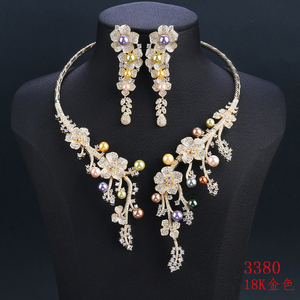 XUPING plaqué or mariage mariée fleur synthétique cubique zircone cristal luxe exagérer fine femmes mode mariée ensemble de bijoux - Product Image 4