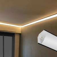 Système de canaux LED d'angle supérieur à double lumière linéaire sans fente blanche noire pour profil LED de plafond d'éclairage principal intérieur