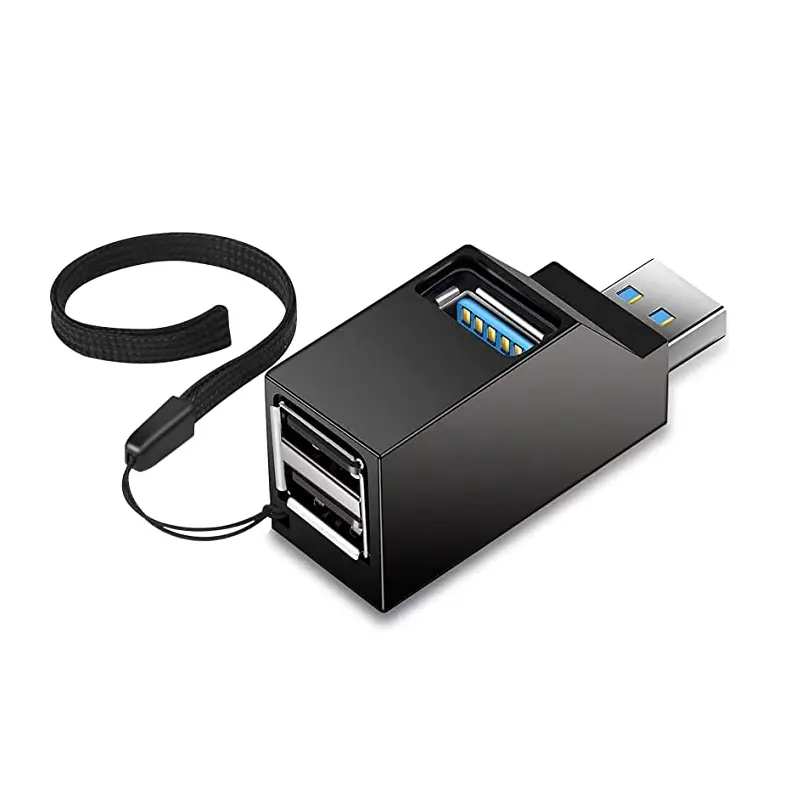Hub USB pequeno de 3 em 1 portas 3,0 para dispositivos eletrônicos de laptop com extensor de portas USB