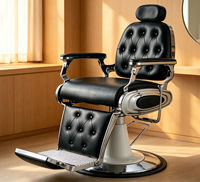 Fauteuil de barbier robuste et durable, rétro, inclinable, pivotant, hydraulique, pour salon de coiffure, poste de travail de coiffage