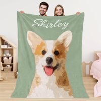 Manta Personalizada con Foto de Perro, Manta de Franela con Estampado de Cara de Mascota, para Amantes de los Perros, Regalo de Cumpleaños o Día del Padre