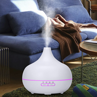 Humidificateur ultrasonique LED à 7 couleurs changeantes avec télécommande USB 500 ml, humidistat, diffuseur d'huiles essentielles de table, garantie 1 an