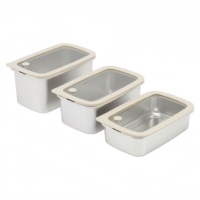 Nouvelle conception, boîte à lunch en acier inoxydable 304, couvercle en verre, anti-fuite, chauffage possible, qualité alimentaire, boîte scellée pour micro-ondes