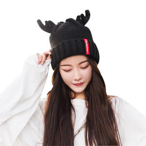Chapeau <span class=keywords><strong>de</strong></span> Noël en tricot à motif <span class=keywords><strong>de</strong></span> bois <span class=keywords><strong>de</strong></span> cerf, vente en gros, haute qualité, personnalisable, chapeau <span class=keywords><strong>de</strong></span> Noël en tricot épais, chapeau <span class=keywords><strong>de</strong></span> Père Noël - Product Image 2