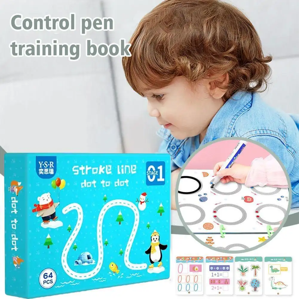 ปากกาแท็บเล็ตสำหรับฝึกมือของเล่นแบบมอนเตสซอรี่เพื่อการศึกษาหนังสือติดตามเวทมนต์สำหรับเด็ก