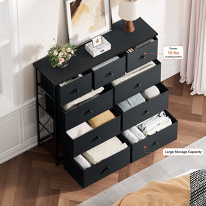 <span class=keywords><strong>Commode</strong></span> en tissu de haute qualité avec table en <span class=keywords><strong>bois</strong></span> coffre moderne <span class=keywords><strong>noir</strong></span> 9 tiroirs pour vêtements salon <span class=keywords><strong>et</strong></span> chambre - Product Image 3