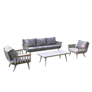 Wholesale 4-Piece Modern Outdoor Garden Lounge Sofa Set with Wooden Armrests | Patio Furniture Indian Supplier - Product Image 1