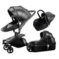 Poussette Bébé Haute Paysage 4 en 1, Absorbant les Chocs, Bidirectionnelle, Assise et Allongée, Pliable 3 en 1, avec Siège Auto