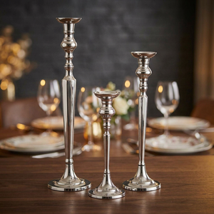 Ensemble de 3 porte-bougies en aluminium faits à la main, durables, pour la décoration de la maison - Product Image 4
