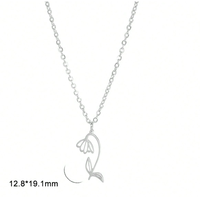 Pendentif fleur de naissance Collier en acier inoxydable argenté Mois de naissance Fleur Charmes Cadeaux pour meilleur ami Collier minimal
