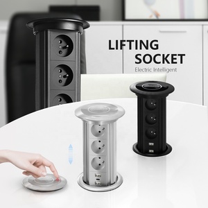 15A PULL POP up 3 Power EU <span class=keywords><strong>Enchufe</strong></span> francés Puerto de color negro Mesa de cocina Escritorio Dual USB <span class=keywords><strong>Encimera</strong></span> retráctil <span class=keywords><strong>Enchufe</strong></span> - Product Image 2