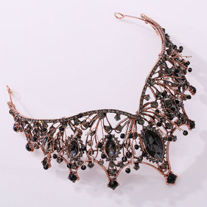 Corona da Sposa <span class=keywords><strong>Tiara</strong></span> Barocca Retrò in Rame Nero, Copricapo per Matrimonio, Fidanzamento, Anniversario, Compleanno, <span class=keywords><strong>Regina</strong></span> - Product Image 5