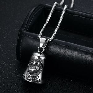 Collier avec pendentif cloche en acier inoxydable avec motif d'aigle pour homme, bijoux cadeau - Product Image 3