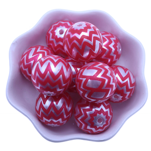 ลูกปัด ABS ทรงกลมสีเทอร์ควอยซ์ขนาด 20 มม. แบบหลวม รูปทรงซิกแซก/เชฟรอน สำหรับทำเครื่องประดับเด็ก - Product Image 4