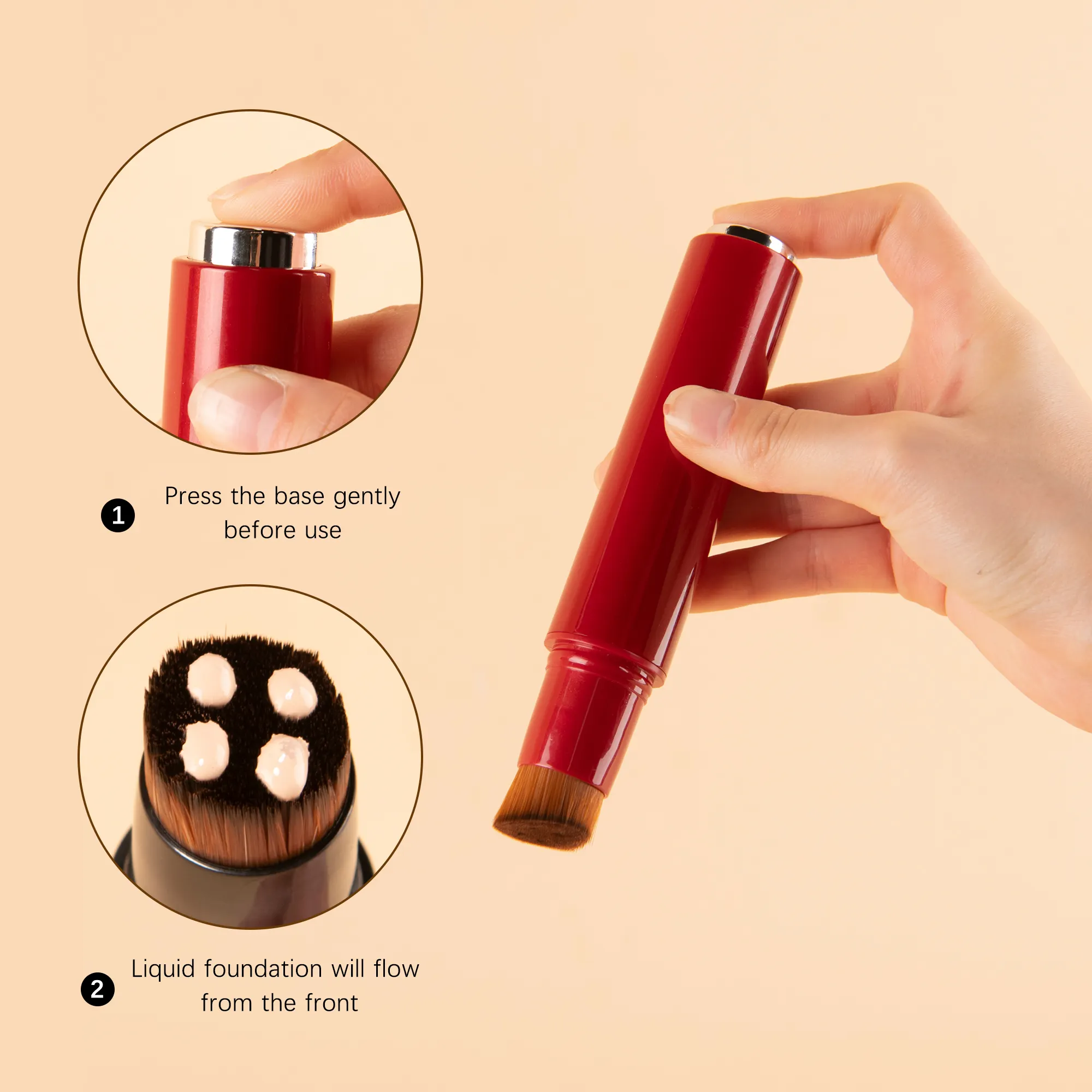 Black Red Fiber Hair Pressure Pump Foundation Makeup Brush New Type