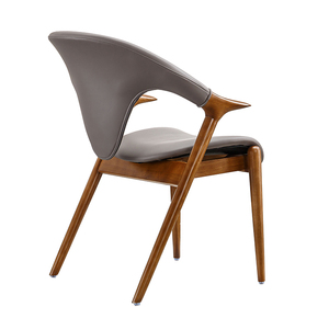 Modern <b>Dining</b> <b>Chair</b> with Curved Wood Armrest Upholstered Fabric Seat Swivel Design & Wood Legs for Home <b>Dining</b> Room & Kitchen - Product Image 3