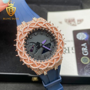 Rose Gold Plated throny vvs moissanite kim cương xem trường hợp ga2100 xem bezel ban nhạc khóa GRA giấy chứng nhận - Product Image 2