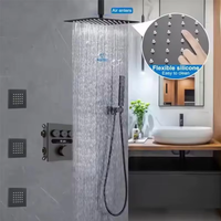 Système de douche à effet pluie style moderne complet caché sanitaire thermostatique à affichage numérique pour salle de bain