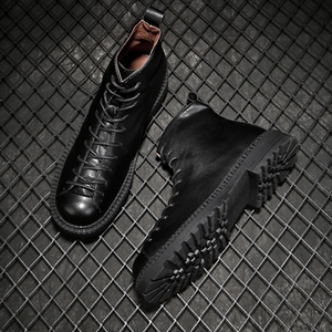 British Style Design Men's Casual Heightening <b>Leather</b> <b>Boots</b> Retro Winter Men's Padded <b>Work</b> <b>Boots</b> Trendy Genuine <b>Leather</b> Shoes - Product Image 2