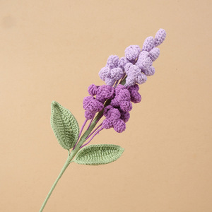 Bouquet de fleurs artificielles en crochet Kexiang, couleur lilas, arrangement floral fait main en fil, pour décoration de bureau, cadeau de la Saint-Valentin - Product Image 4