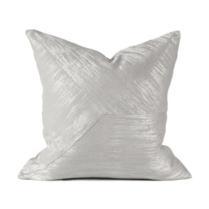 <strong>Cushion</strong> Covers Pillow Case <strong>Shell</strong> for Couch Sofa Home Decoration Modern Shining &amp; Dull Contrast Striped 18 X 18Inches Silver Gray - Product Image 1