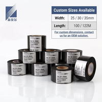 Roll Foil Hot Stamping Generik PET Hitam NC3 SCF900 25mm/30mm *100M untuk Kemasan Printer Tanggal HP241B HP241
