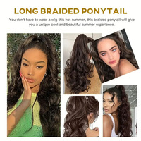 Extension de cheveux synthétique Fujia à pince, queue de cheval de 20 pouces, longue, ondulée, bouclée et à ondulations naturelles, COULEUR MIXTE