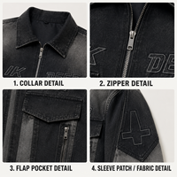 Veste zippée personnalisée IKDEER, dégradé noir, détails brodés, multi-poches, pour un style urbain tendance au quotidien