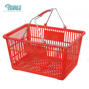 Durable Grocery Colorful Shopping Basket Soft PP Material Plastic Basket With Metal Handle
